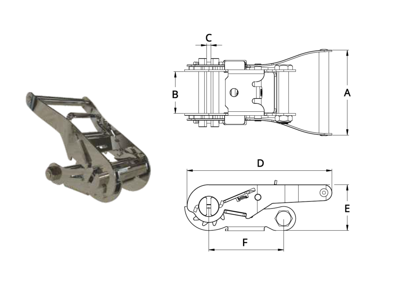 Catraca Inox 38 mm para Cinta de amarração