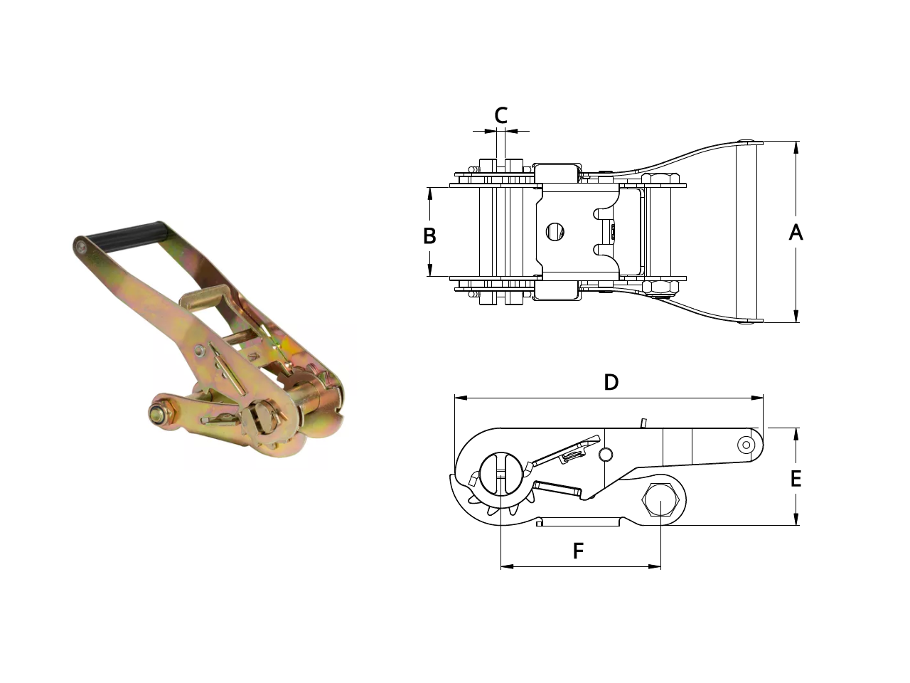 Catraca para amarrar carga 38 mm